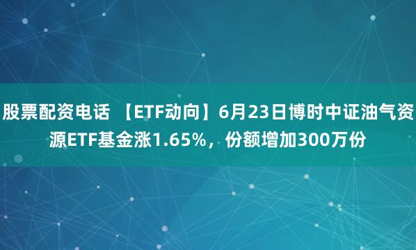 股票配资电话 【ETF动向】6月23日博时中证油气资源ETF基金涨1.65%，份额增加300万份